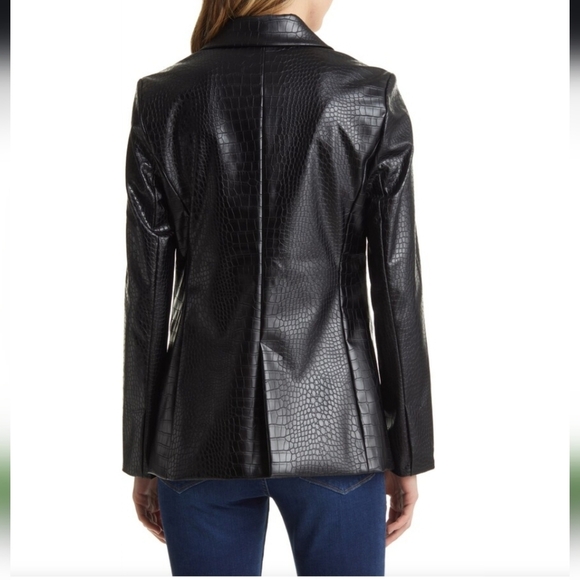 NWT Halogen Black Faux Leather Blazer Size XS - Picture 4 of 10